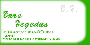 bars hegedus business card